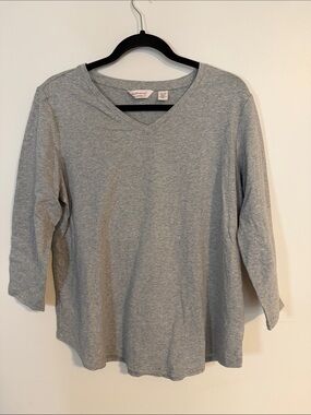 Weatherproof Heather Gray V-Neck Long Sleeve Tee